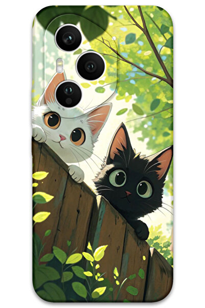 Gramaphone Honor 400 Pro Uyumlu Kedi Desenli Telefon Kılıfı + Ekran Koruyucu - 5785