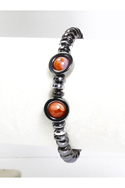ILGIN DOĞAL TAŞ TAKI Hematite & Yemen Agate Natural Stone Bracelet