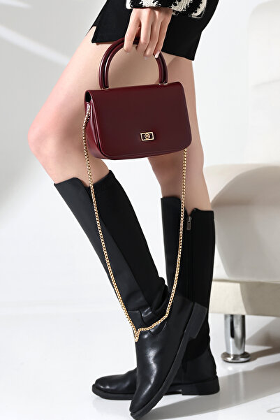 Encool Geantă de mână și de umăr elegantă pentru femei, model cutie mică, cu lanț auriu și mâner