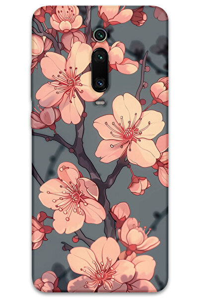 Gramaphone Xiaomi Mi 9T Uyumlu Çiçek Desenli Telefon Kılıfı + Ekran Koruyucu - 5801