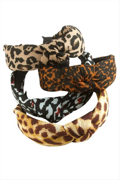 nolva تاج على شكل فيونكة بنقشة الفهد