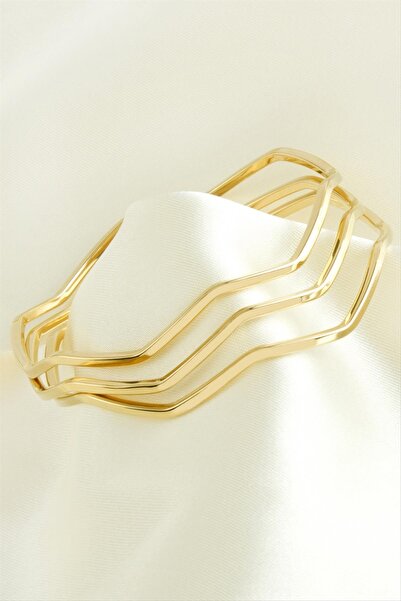 OSENSE 3 Adet Zikzak Ajda Lüks Çelik Bilezik 65*2 mm