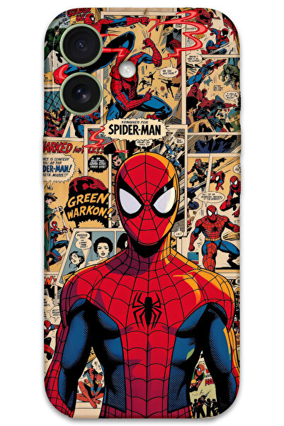 Gramaphone iPhone 16 Plus Uyumlu Spiderman Desenli Telefon Kılıfı + Ekran Kor...