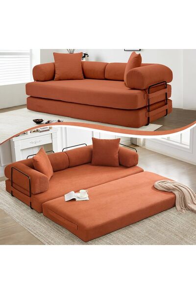 puffiber Yataklı Çekyat,Katlanabilir Yataklı Kanepe,Oturma Odası,L şeklinde Kolçaklı Kanepe 90x200 cm