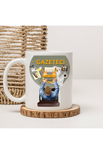 Er-Se Tasarım Journalist Mug, Special Design Mug for Newspapers, Gift for Dad, Gift for Mom to Friend G01