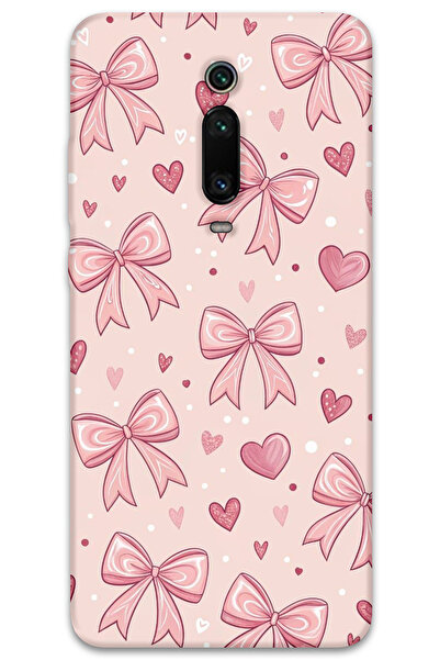 Gramaphone Xiaomi Mi 9T Uyumlu Kurdele Desenli Telefon Kılıfı + Ekran Koruyucu - 5802