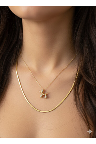 Jewerly Women's Balloon Dog Italian Chain 2-Piece Combination Steel Necklace