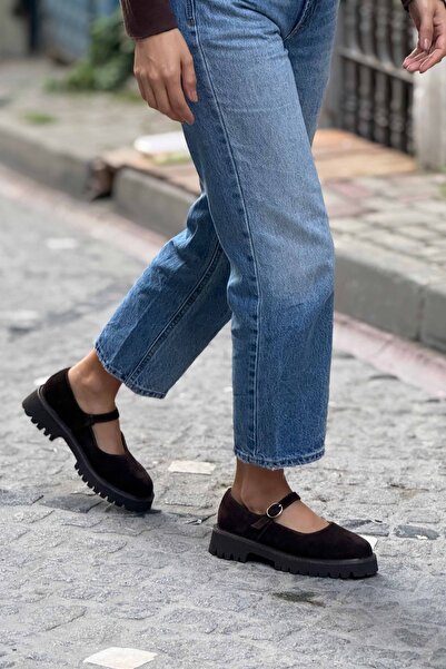 NİŞANTAŞI SHOES Дамиан Кафе Естествена кожа с катарама Детайли Дебела подметка Дамски мокасини