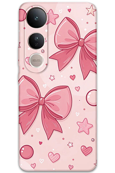 Gramaphone Vivo V50 Lite 4G Uyumlu Kurdele Desenli Telefon Kılıfı + Ekran Kor...