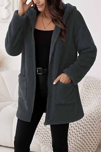 babatr.com Women's Long Sleeve Hooded Welsoft Jacket with Front Zipper and Pockets