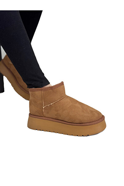 Julshen حذاء نسائي من جلد الغزال مع فرو من الداخل