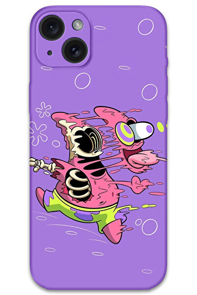 Gramaphone iPhone 15 Plus Uyumlu Sünger Bob Desenli Telefon Kılıfı + Ekran Ko...