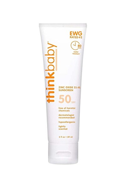 Thinkbaby واقي من الشمس SPF 50، أكسيد الزنك 23.4% - لوشن واقي من الشمس للأطفا...