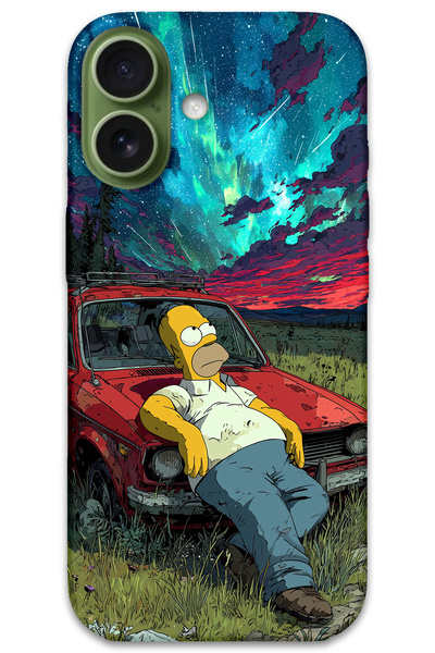 Gramaphone iPhone 17 Uyumlu Simpson Desenli Telefon Kılıfı + Ekran Koruyucu -...