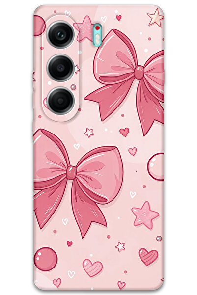 Gramaphone Tecno Camon 40 4G Uyumlu Kurdele Desenli Telefon Kılıfı + Ekran Ko...