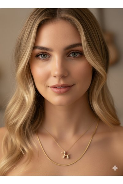 Jewerly Women's Balloon Dog Italian Chain 2-Piece Combination Steel Necklace