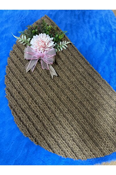 Marrone Pink Star Floral Oval Brown Non-Slip Door Mat