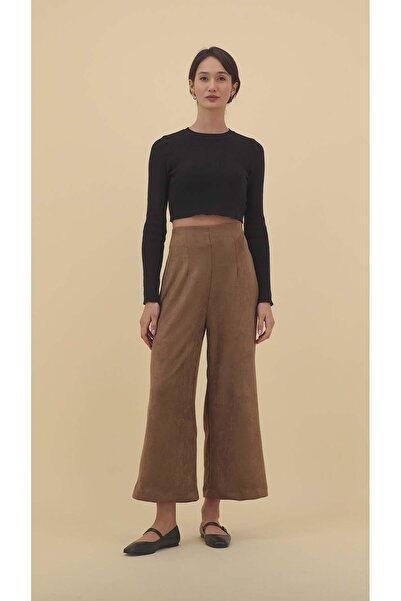 Zinali High-Waist Straight Suede Pants