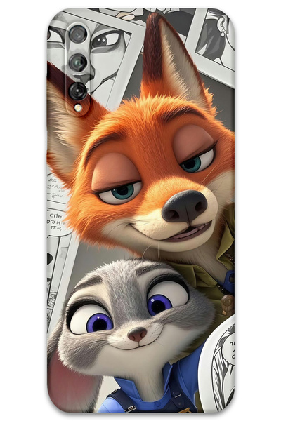 Gramaphone Huawei P Smart S Uyumlu Zootopia Desenli Telefon Kılıfı + Ekran Ko...