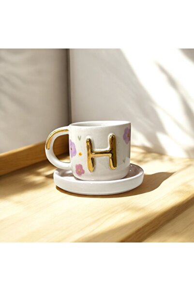 Deniz Kızı Seramik Letter H Handmade Ceramic Cup