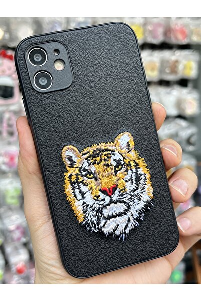 EDELFU iPhone 11 UYUMLU - Deri Kaplama Kumaş Kabartma Tasarımlı Yanları Yumuş...