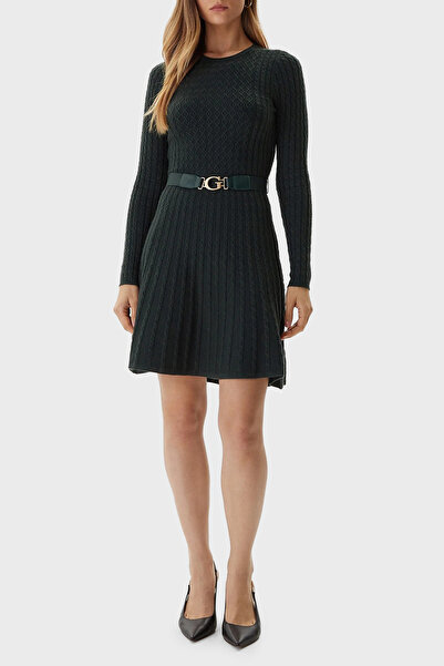 Guess Ls Cn Flare Fit Bisiklet Yaka Kemer Detaylı Mini Triko Elbise W5BK68Z2YJ2 ELBİSE W5BK68