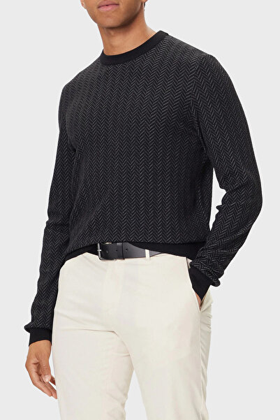 BOSS Yün ve Pamuk Karışımlı Regular Fit Bisiklet Yaka Kazak Erkek KAZAK 50549...