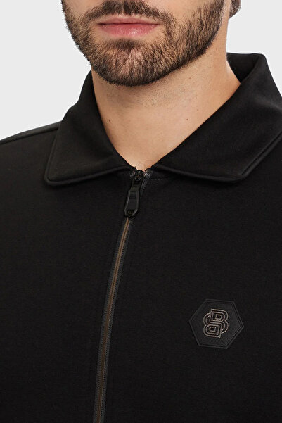 BOSS Pamuklu Relaxed Fit Ceket Yaka Logolu Fermuarlı Sweat Erkek SWEAT 50543881 001