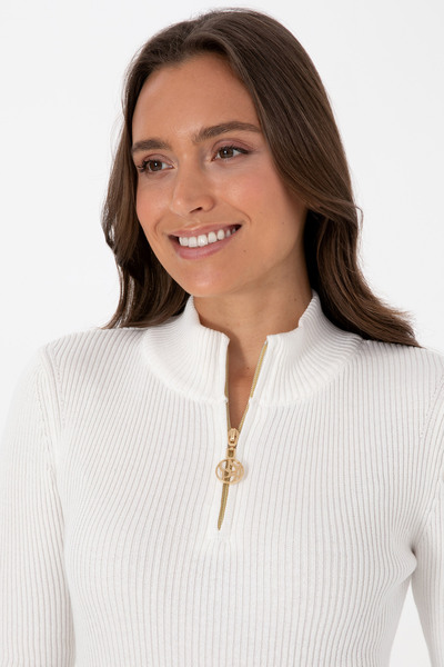 U.S. Polo Assn. Women's Ecru V-Neck Zippered Sweater 50316869-VR019