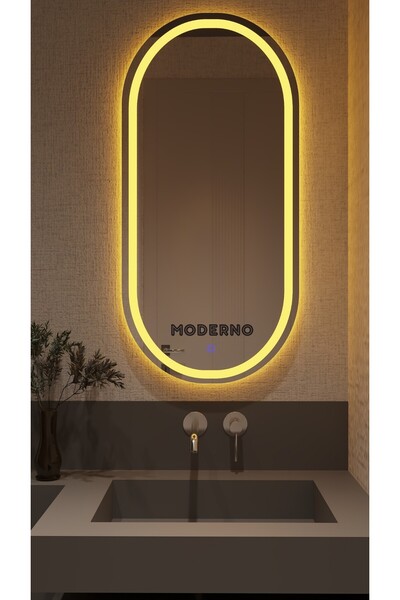 L' CAPO Mdrno Amber Led'li Lazer Kumlamalı Lavabo & Banyo Aynası (Dokunmatik ...