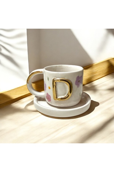 Deniz Kızı Seramik Letter D Handmade Ceramic Cup