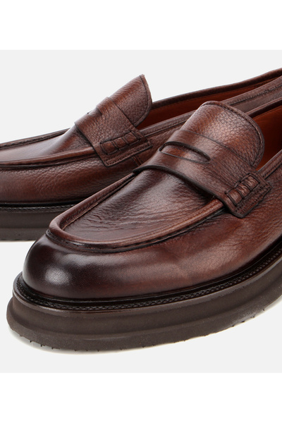 Hotiç Erkek Deri Kahverengi Yumuşak Dokulu Kalın Tabanlı Klasik Loafer