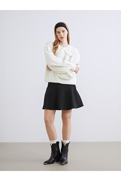 LC Waikiki Peak New Season Peter Pan collar Lace-Like Knit Women's Knitwear Cardigan