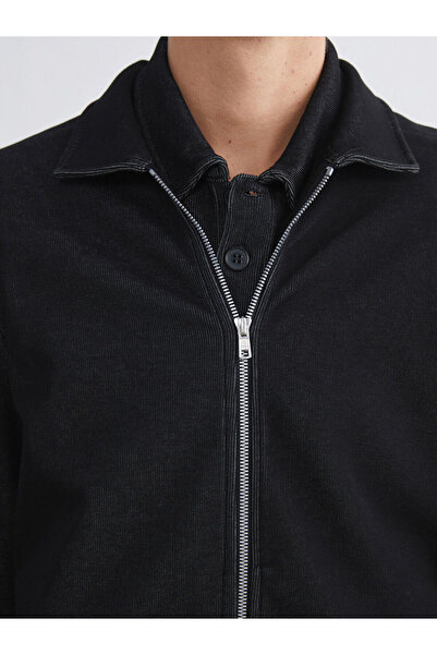 LC Waikiki Black Standard Fit Polo Neck Men's Zippered Sweatshirt