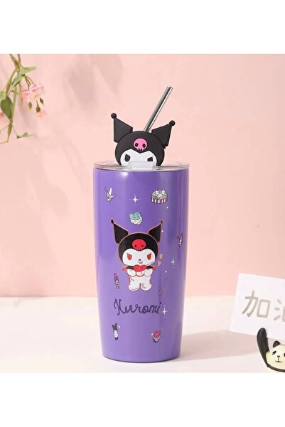 SANRIO Kuromi Heat Resistant Mug with Lid and Straw, 600ml, Purple