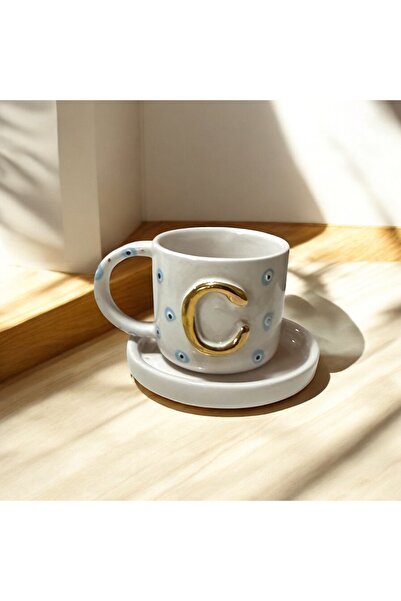Deniz Kızı Seramik Letter C Handmade Ceramic Cup