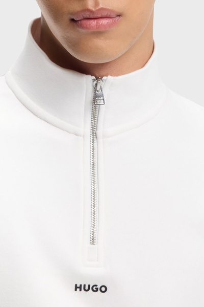 HUGO % 100 Pamuk Relaxed Fit Yarım Fermuarlı Dik Yaka Sweat Erkek SWEAT 50525881 102