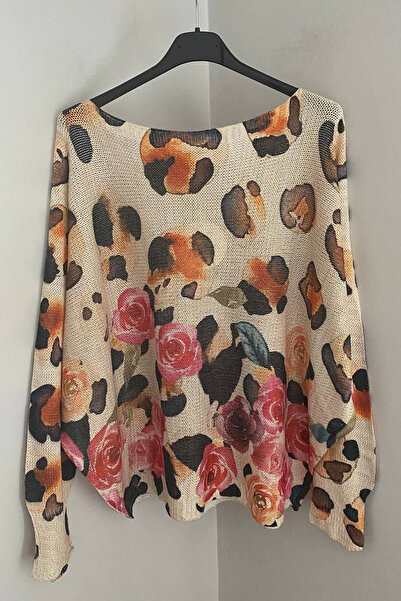 AYASOFYA OTANTIK Women's Italian Beige Glitter Camouflage Rose Patterned Bat ...