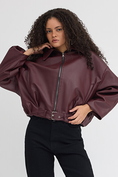 Jaglion Luvren Zr Bomber Belted Trendy Leather Jacket