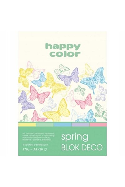 Other Bloc de hârtie decorativ A4 cu 20 de coli, 5 culori, Happy Color, 170g/m2