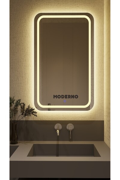 L' CAPO Mdrno Gün Işığı Led'li Lazer Kumlamalı Lavabo & Banyo Aynası (Dokunma...