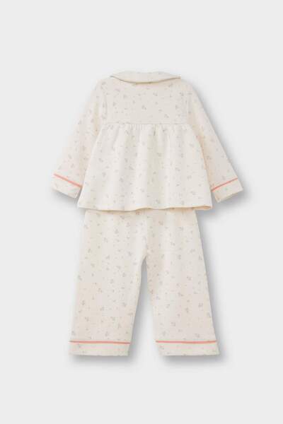 DeFacto Kız Bebek Pijama Takımı Çiçekli Uzun Kollu Jakarlı Üst Uzun Alt G1525A525WN
