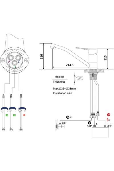 OEM Kitchen sink faucet, single lever, for low pressure, high flow, stainless steel, black, swivel
