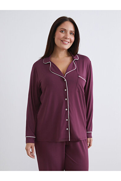 LC Waikiki Ozmarka New Season Plus Size Shirt Collar Women's Pajama Set