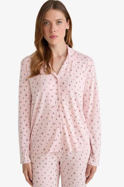 DeFacto Pijama Takımı Regular Fit Desenli Uzun Kollu Üst Uzun Alt-Fall in Love G0228AX25AU
