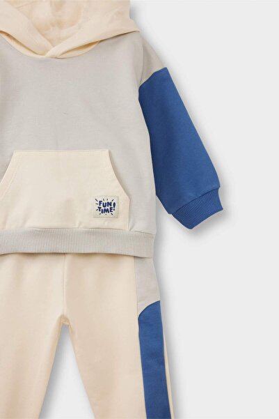 DeFacto Erkek Bebek 2li Takım Kapüşonlu Sweatshirt Eşofman Altı F9452A525WN