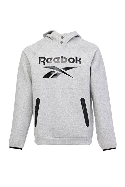 Reebok OVERHEAD HOODY FLEECE Gri Erkek Sweatshirt