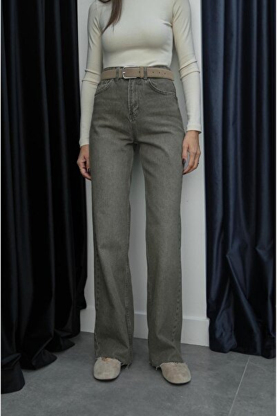 Havoş Khaki Boyes Tintli Straight Jeans