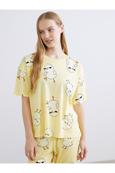 LC Waikiki Vizyon New Season Crew Neck Patterned Women's Pajama Set