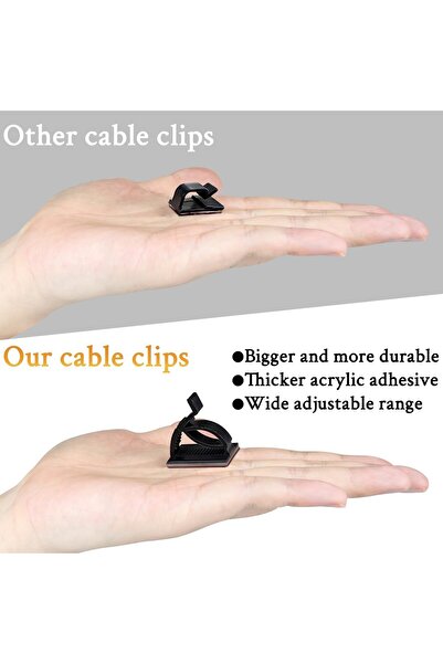 Generic 50-Pack Self-Adhesive Cable Clips - Adjustable Wire Organizers - Black